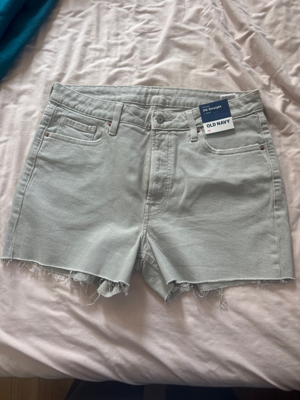 Old Navy Sage Green Denim Cutoff Shorts - Frayed Hem